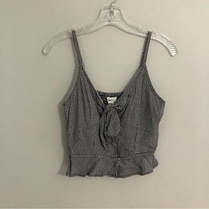 Japae Black & White Ruffle Bottom Gingham Crop Top, Size Small